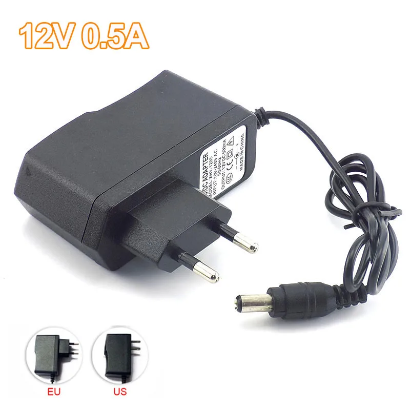 

AC to 100-240V DC 12V 0.5A 500mA Camera Power Adapter Supply Charger Charging adapter for LED Strip Light 5.5mmx2.1mm H10