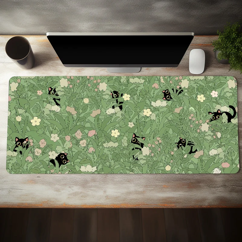 Cute Black Cat Mouse Pad Large E Sport Computer Keyboard Pad Mouse Mat Natural Rubber Anti Slip Office Desk Pad Gift For Friend
