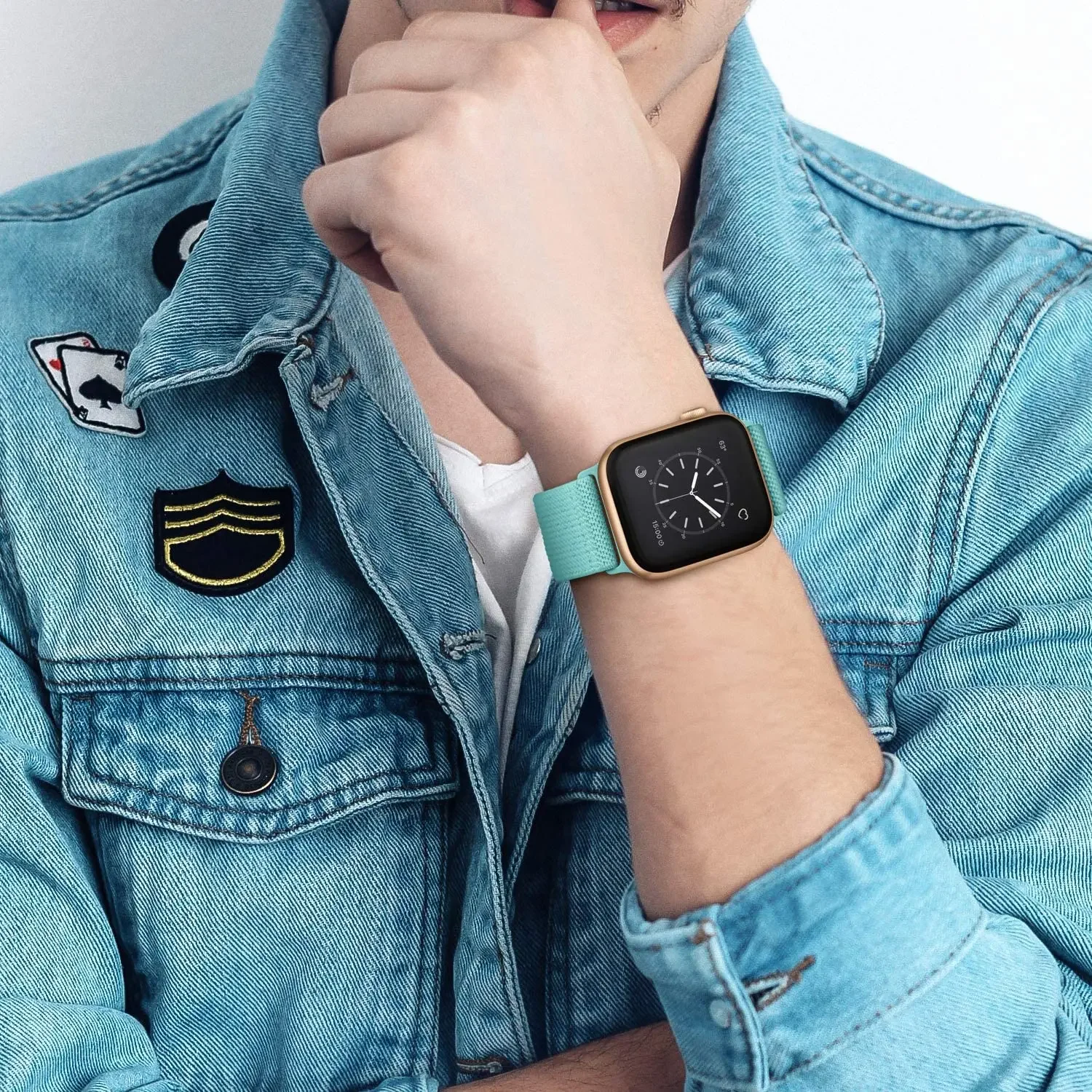 ห่วงไนลอนยืดหยุ่นสําหรับ Apple Watch 45 มม.41 มม.44 มม.40 มม.42 มม.46 มม.สร้อยข้อมือ iWatch Ultra 49 มม.10 9 8 7 6 5 4 BAND