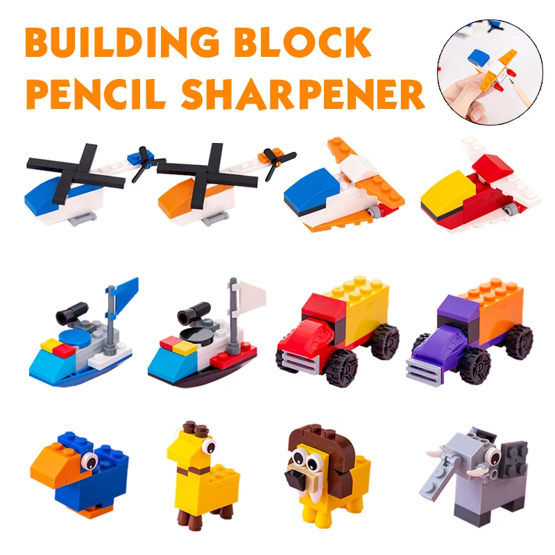

Building Block Pencil Sharpener DIY Cartoon Student Creative Pencil Sharpener Stationery Kindergarten Puzzle Assembled Penknife