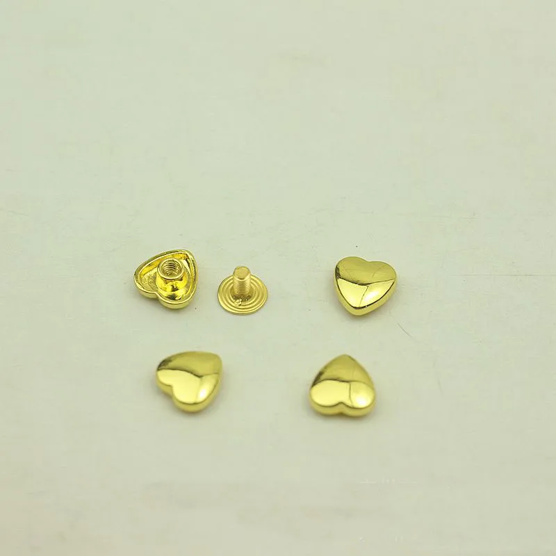 50Pcs 10mm Love Heart Rivet Screw Bag Clothes Hardware Handbag Decorative Studs Button Nail Metal Buckles DIY Accessories