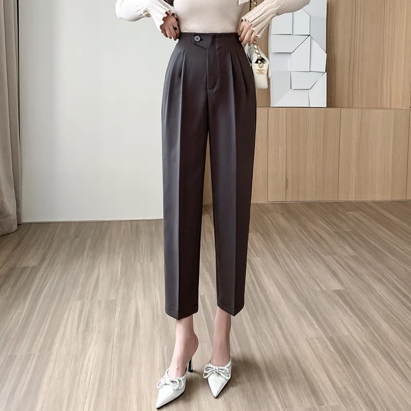 Pantalon imbibé de radis pour femme, taille haute, droit, petit, court, conique, sarouel, tube de fumée, fjautomne, printemps, nouveau, 2023