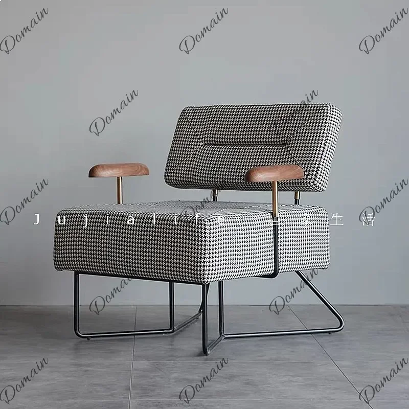 YT Designer Italian Modern Houndstooth Leisure Chair Single Sofa Armchair Backrest Block Light Luxury Living Room