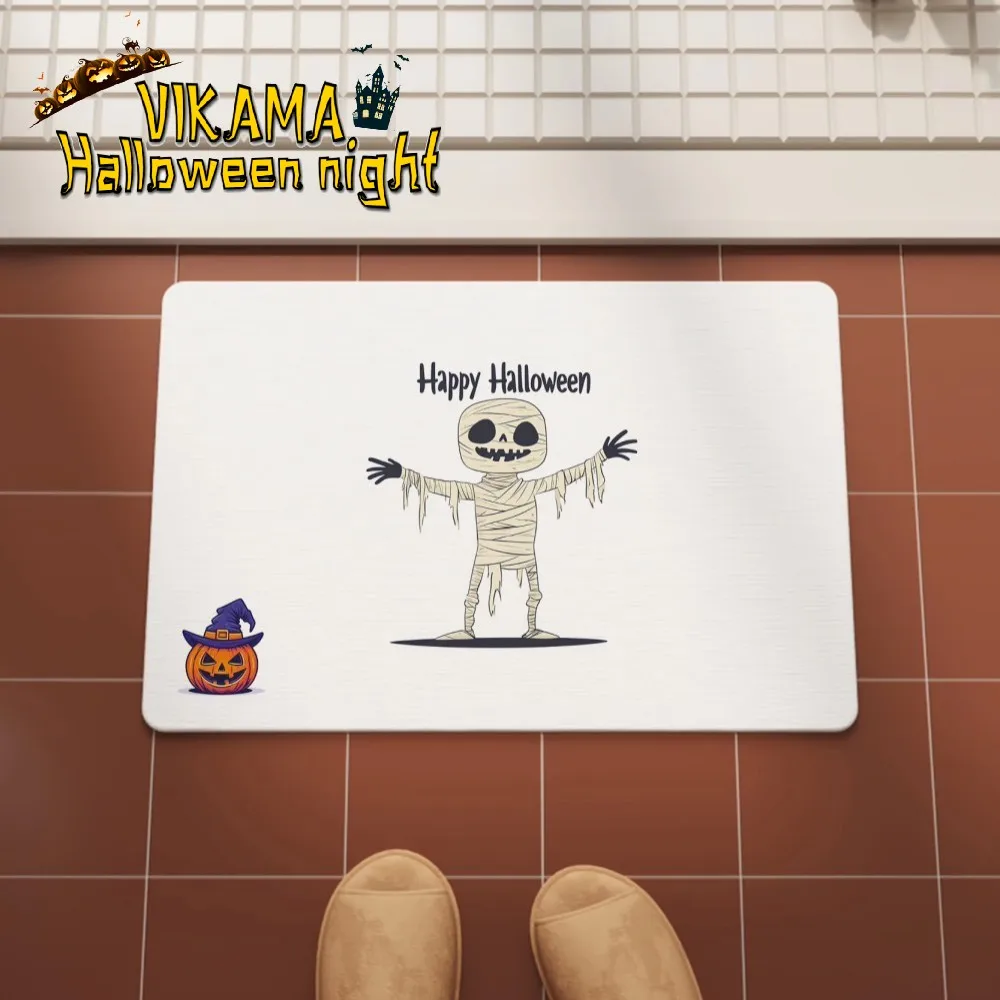 

VIKAMA Хэллоуин мультфильм ковер мумия домашний вход нескользящий водопоглощающий напольный коврик входные элементы тыквы декоративные