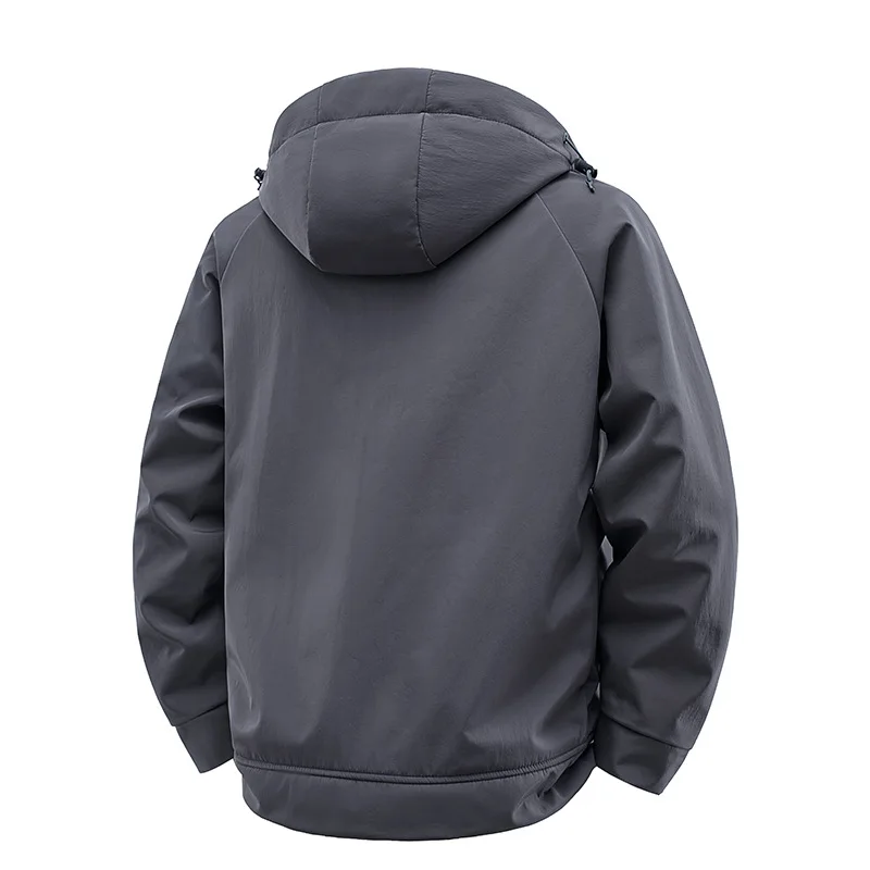 2025 الخريف الشتاء الرجال سترة رشاقته الصوف يندبروف مقاوم للماء الذكور معطف مقنع سحاب أكمام طويلة رجل أفخم ملابس خارجية