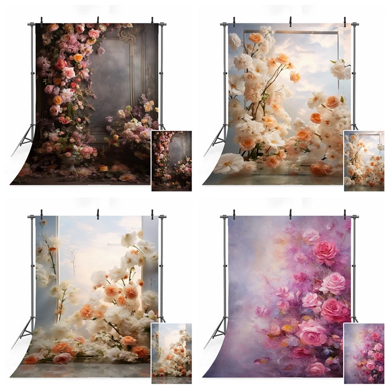 Natural Light Floral Fine Arts Backdrop For Photo Maternity Kids Adult Art Portrait Wedding Shower Background Studio Photography