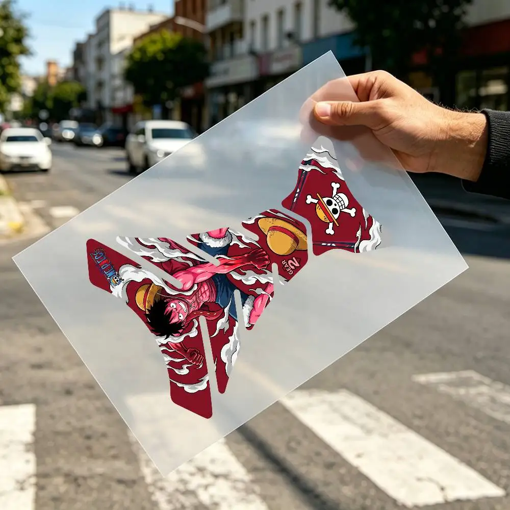 Für Anime Luffy Gear 2 Flacher Fischgräten-Aufkleber Wasserdichter Motorrad-Tankaufkleber Vinyl-Grafiken Motorrad-Dekor Zubehör
