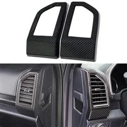 2Pcs ABS Carbon Fiber Side Air Conditioning Vent Outlet Cover Trim Sticker Car Dashboard Frame for Ford F150 2015-2019