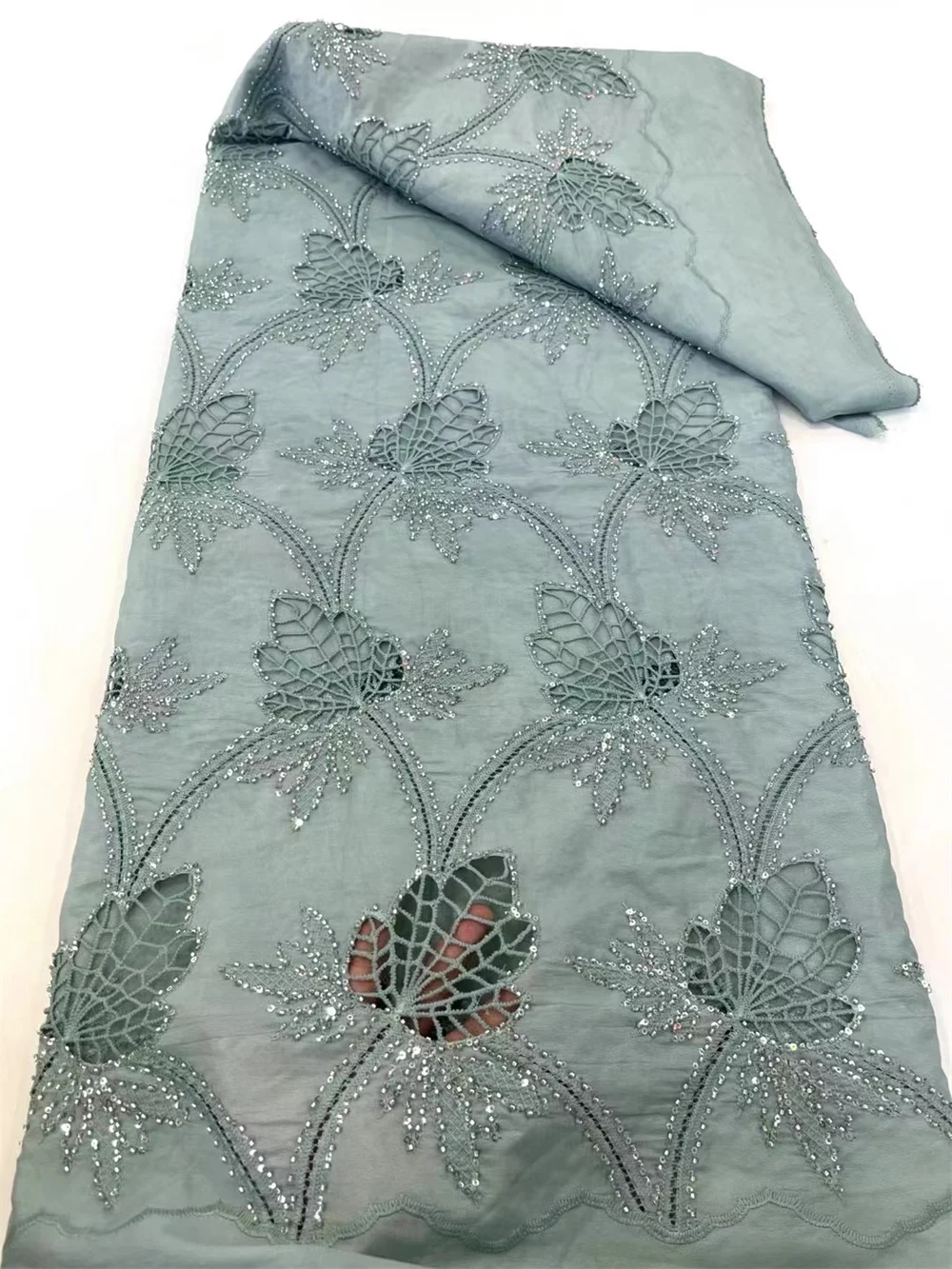 Tecido de renda voile suíço africano com pedras, chiffon nigeriano, estilo popular dubai, 100% algodão, alta qualidade, luxo, 2024