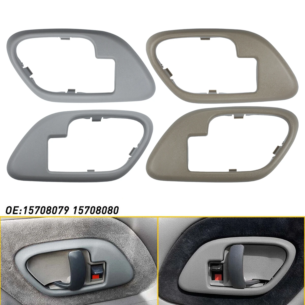 1-parowa wewnętrzna klamka samochodowa Płyta wykończeniowa Ramki Wykończenie dla Chevrolet GMC Truck Akcesoria wewnętrzne Lewy 15708079   Prawo 15708080