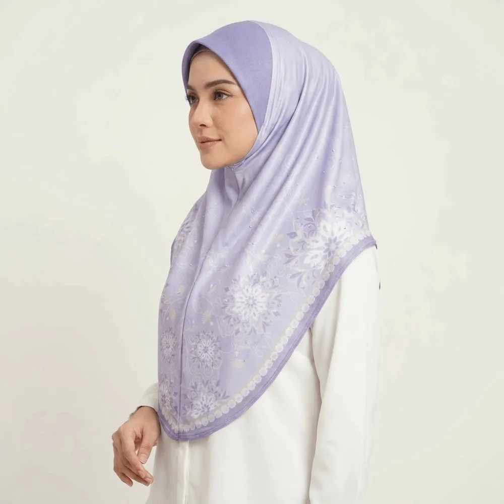 

Breathable Eid Al-Fitr Long Floral Turban Cotton Multiple Colors Printed Arab Lady Headscarf Adjustable Elastic Hijab Head Wrap