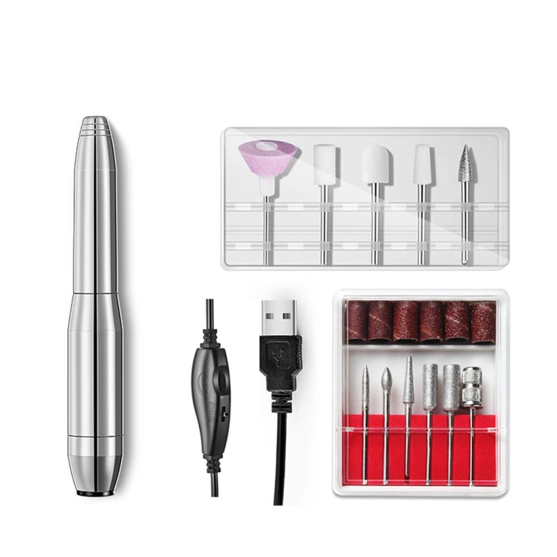 

USB Electric Drill Set Portable File Polishing Tool Professional 20000rpm Manicure Pedicure for Home and Salon