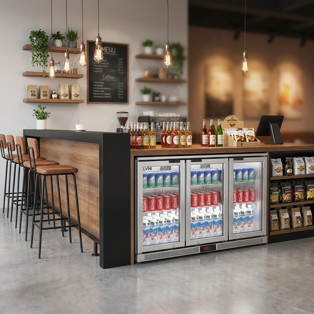 350L Three Door Air Cooling Commercial Back Bar Fridge with Digital Control and Stainless Steel for Club Restaurant Bar