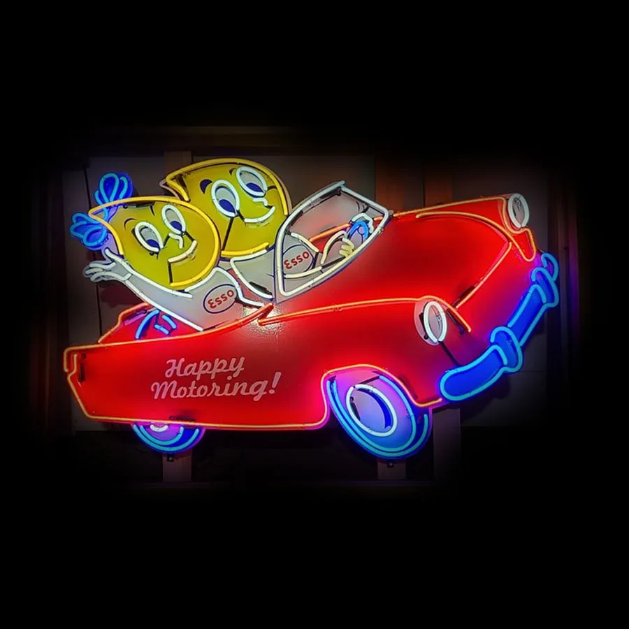 Oil Drop Boy & Girl Tin Neon Sign Classic Cars Neon Sign Neon Light Sign Bulb Oil Store Display Wall Decor Glass Tube Handcraft