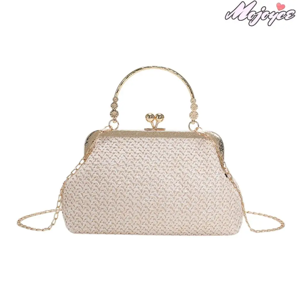 

Chain Ladies Clutch Purse Clip Weaving Underarm Bag Fashion Casual Elegant Exquisite Handmade Temperament for Wedding Party