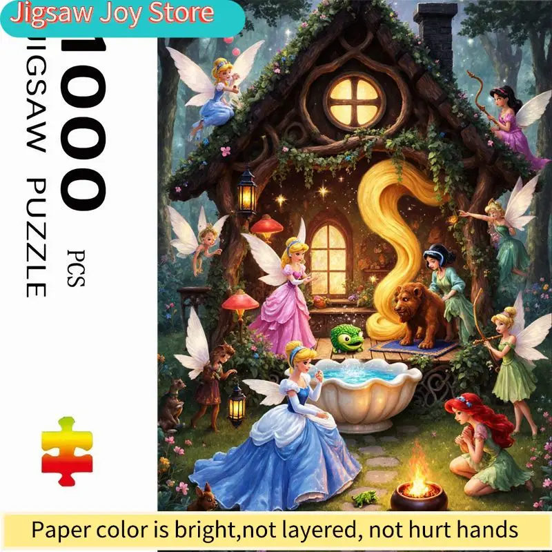 

Disney Fairy Tale Forest Fantasy Puzzle | Includes Curled-Roof Vine Cottage, Cinderella'S Blue Dress and White Tub Scene, Lon