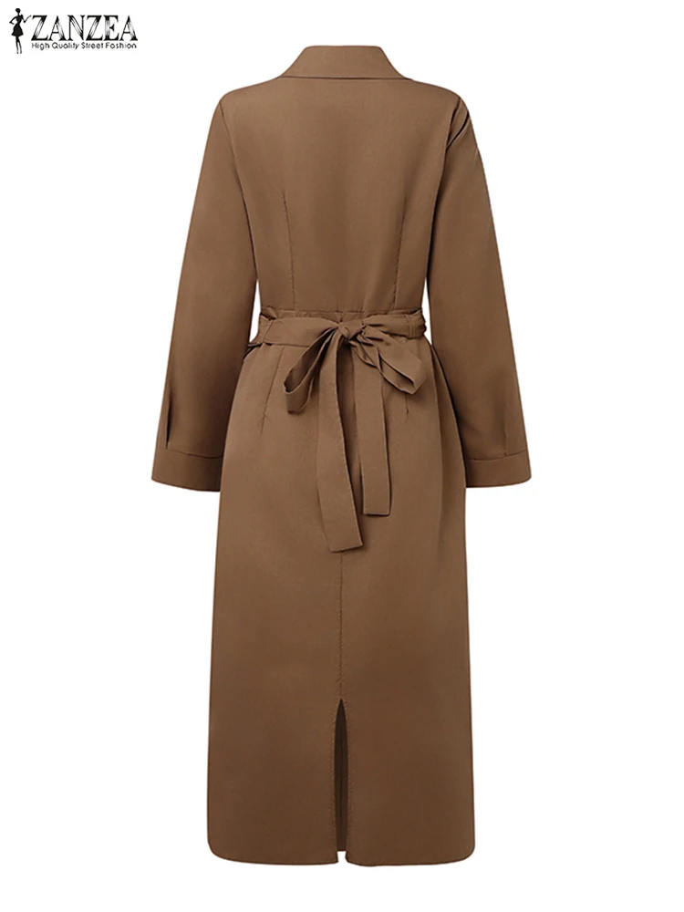 فستان قميص نسائي للخريف من ZANZRA فستان صيفي أنيق غير رسمي على الطراز الكوري 2025 بأكمام طويلة ورقبة على شكل طية صدر السترة