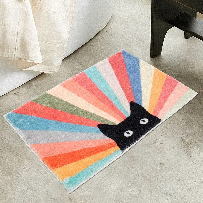 

Cartoon Living Room Large Area Carpets Cute Girl Bedroom Decoration Carpet Color Cat Coffee Table Rug Plush Soft Balcony Rugs IG