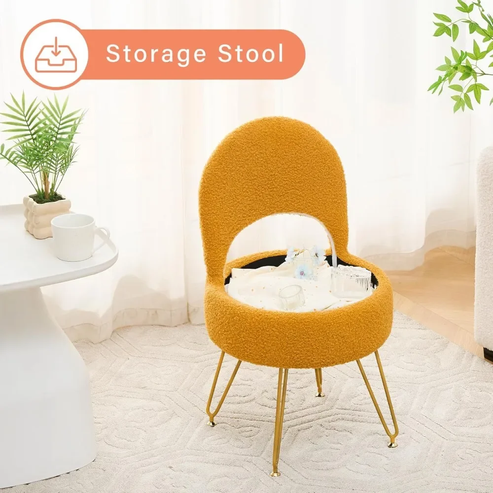 Simple fabric soft bag dressing chair, foldable leisure chair, women's bedroom dressing stool, flip storage stool, footstool