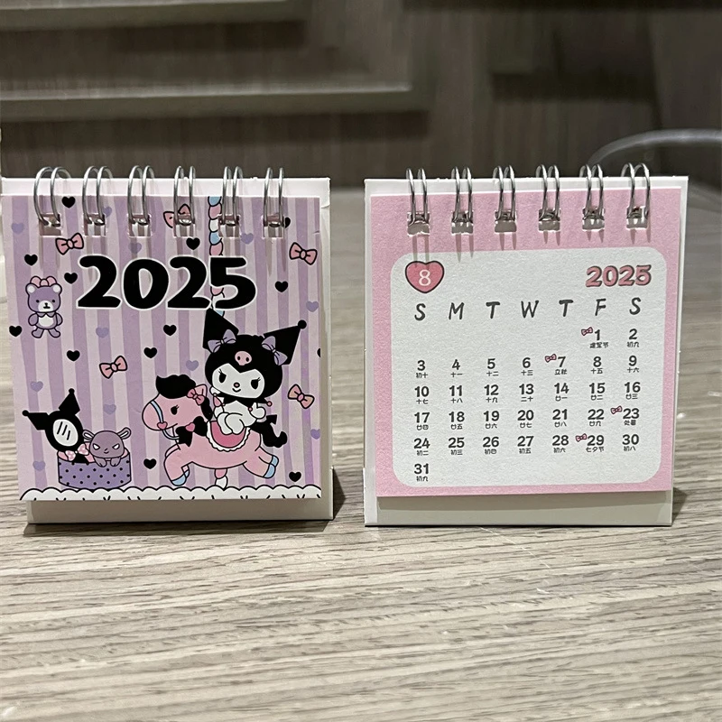 2025 Sanrio Hello Kitty Calendars Standing Desktop Mini Office Monthly Table Calendars Stand Portable Up Calendar Office Decor