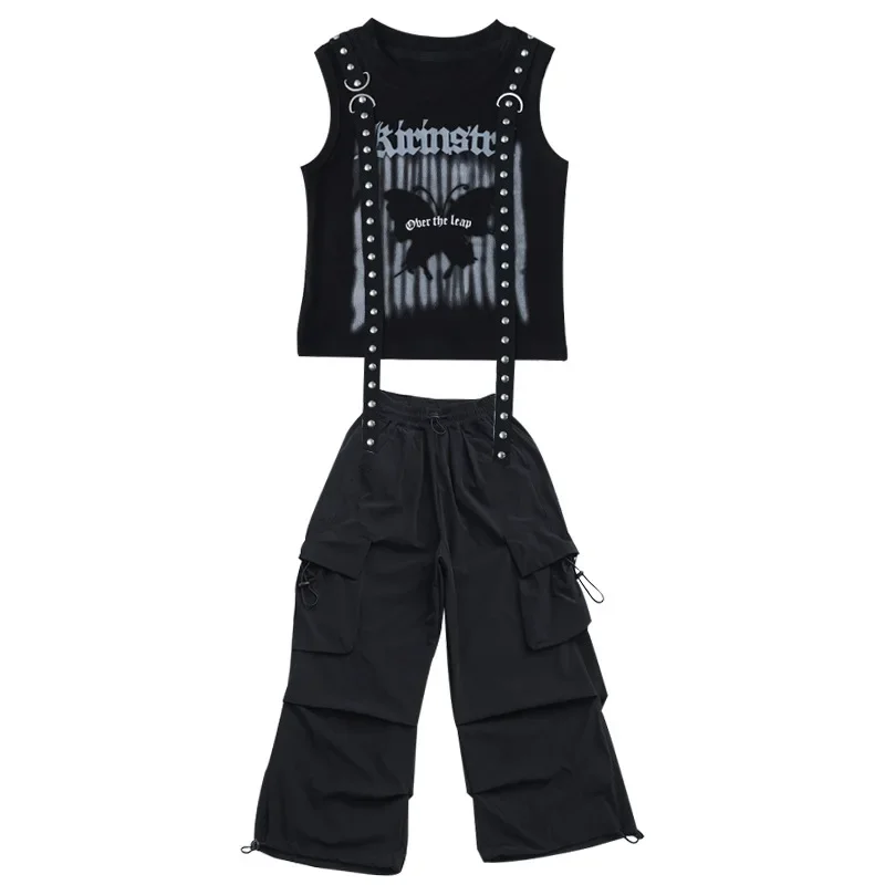 

Короткий топ для девочек, жилет, детская одежда для джазовых танцев, модные крутые модные костюмы, детский костюм для уличных танцев