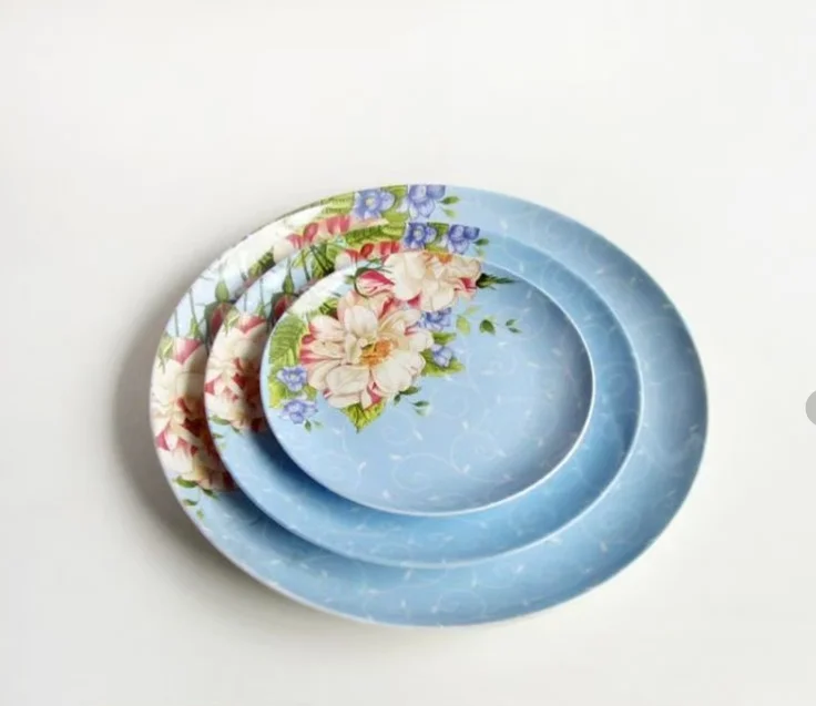 

4 шт./компл., столовая посуда из костяного фарфора, винтажный дизайн с цветочным рисунком, керамическая тарелка-фуршет, декоративная тарелка, фарфоровая тарелка