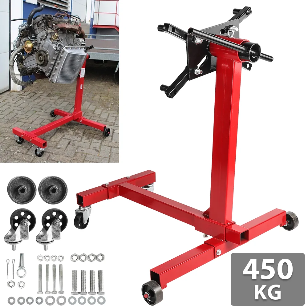 Support de Moteur Rotatif 1000 LBS avec Tête Réglable à 360 Degrés et Chariot pour Réparation Automobile