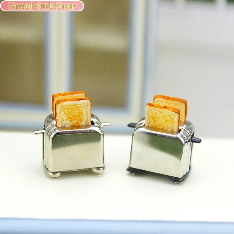 Casa de bonecas mini torradeira com torradeira casa de boneca cozinha criativa café da manhã torradeira bonito decoração de casa