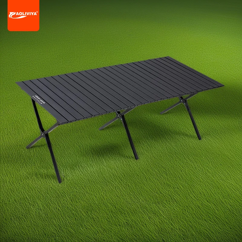 AOLIVIYA Outdoor Folding Table and Chair Egg Roll Portable Picnic Folding Table Table Carbon Steel Camping Equipment Outdoor