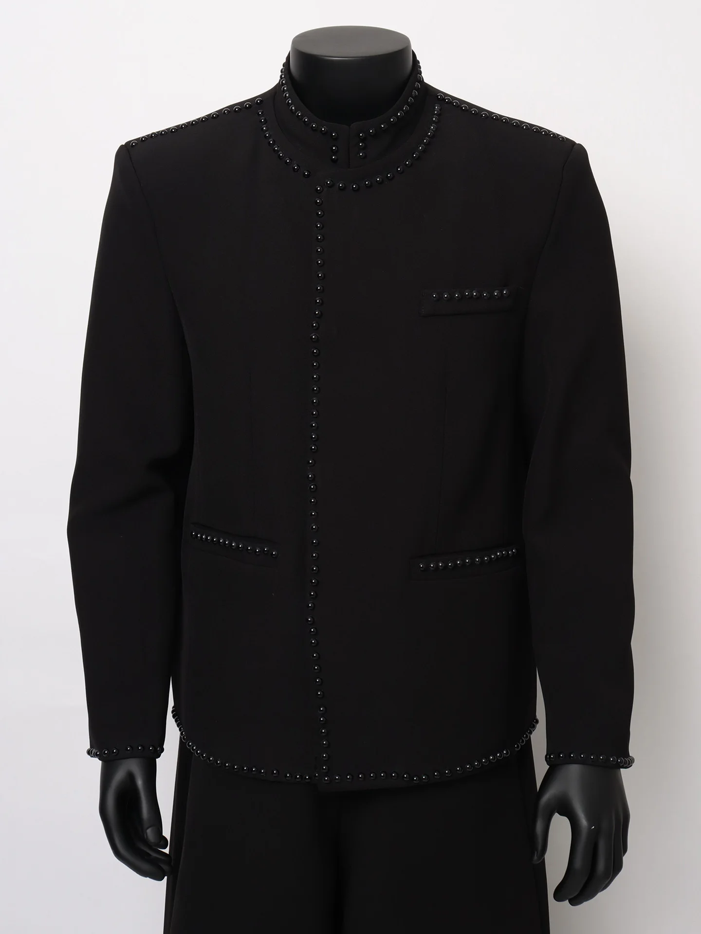 

Starlit New Chinese Sle Stand Collar Men's Suit Jaet High-End Bla Rivet Casual Suit Cool And Haome