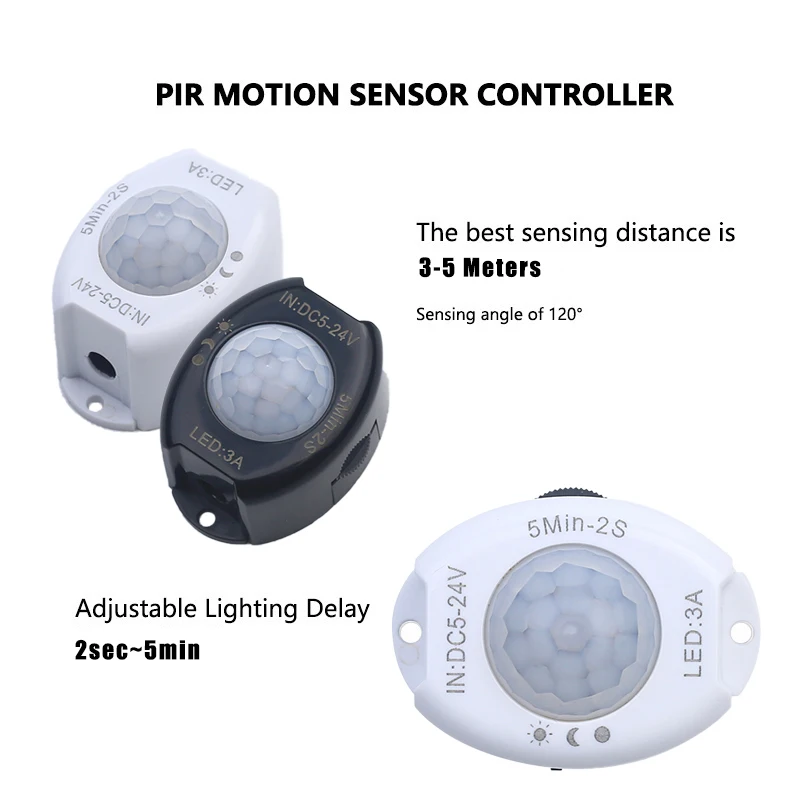 

DC5-24V PIR датчик движения, переключатель света, новые функции интеллектуального переключения между режимами дня и ночи, а функцией таймера.