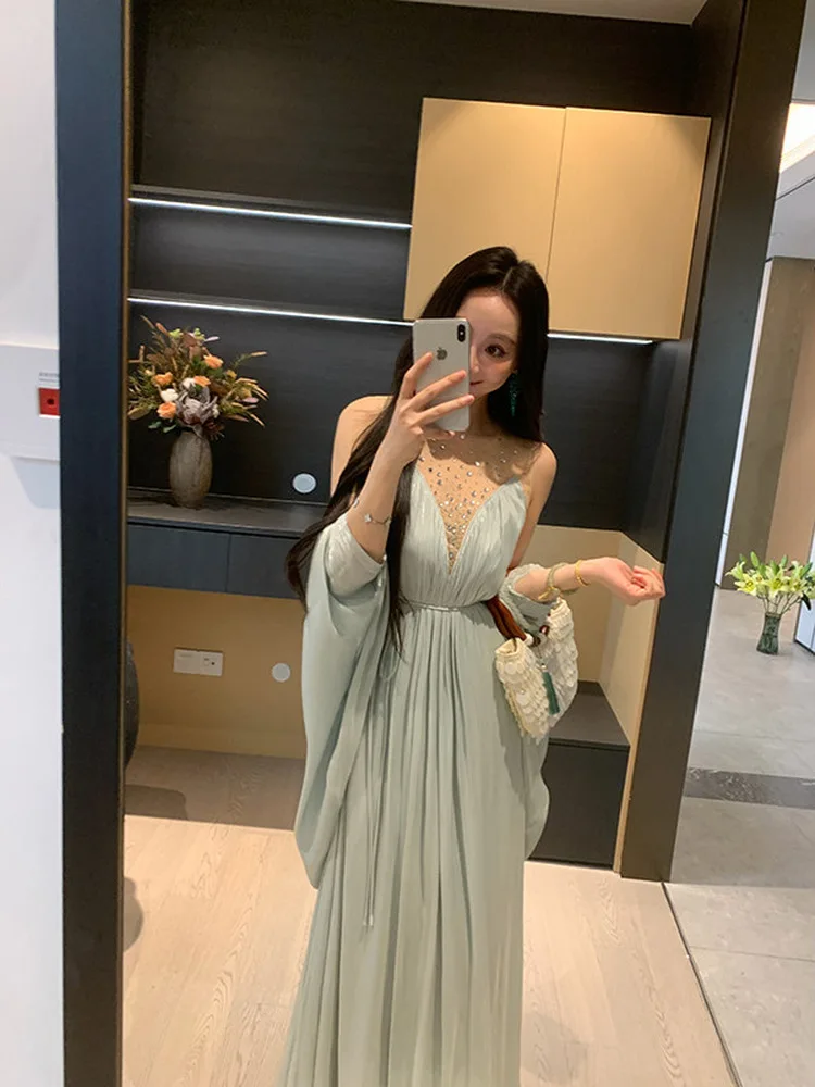 

Spring Summer Mermaid Tear Sequin Mesh Cardigan Slimming Elegant Women's Fashion Set Casual Style Single Piece Polyester Fabric