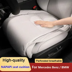 Car Seat Cushion Waist Cushion for Mercedes Benz/BMW/Audi Breathable and Ventilated Nappa Leather All Season Seat Cushion