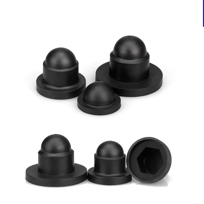 20p PE Bolt Cover Screw Caps Hex Cap Dome Plastic Bolt Nut M8 M10 M12 Black Nylon Insert Locknut Anti-Rust Protector Cover