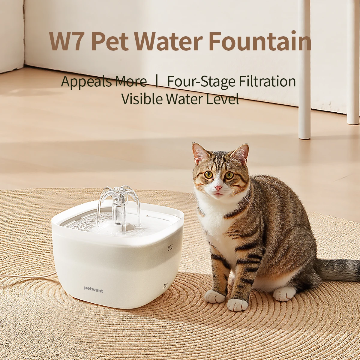 Petwant 2L BPA-free 4 Filter System Automatic Pet Dog Cat Drinking Water Fountain