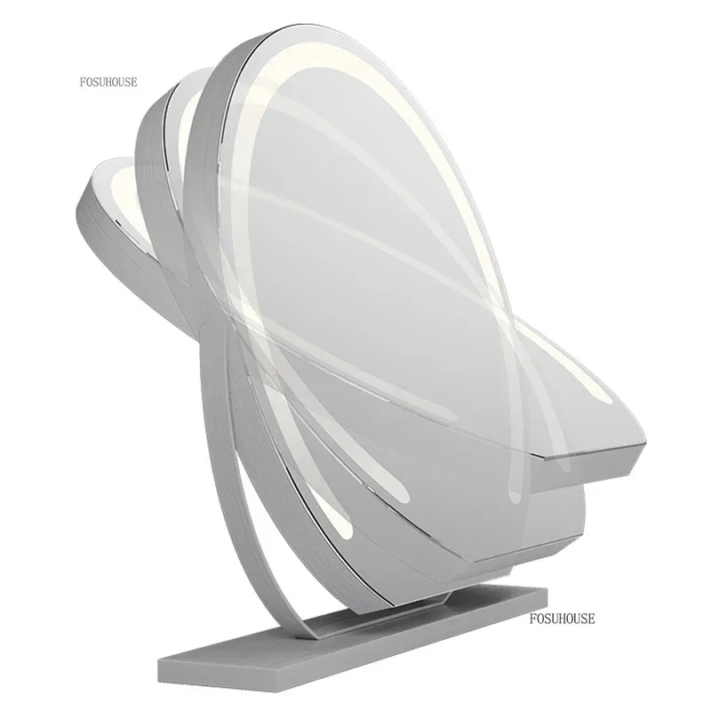 Creative Smart Mirror for Bedroom Rotatable Three-color Light Decorative Mirrors Modern Minimalist Design Mirrors for Hotel