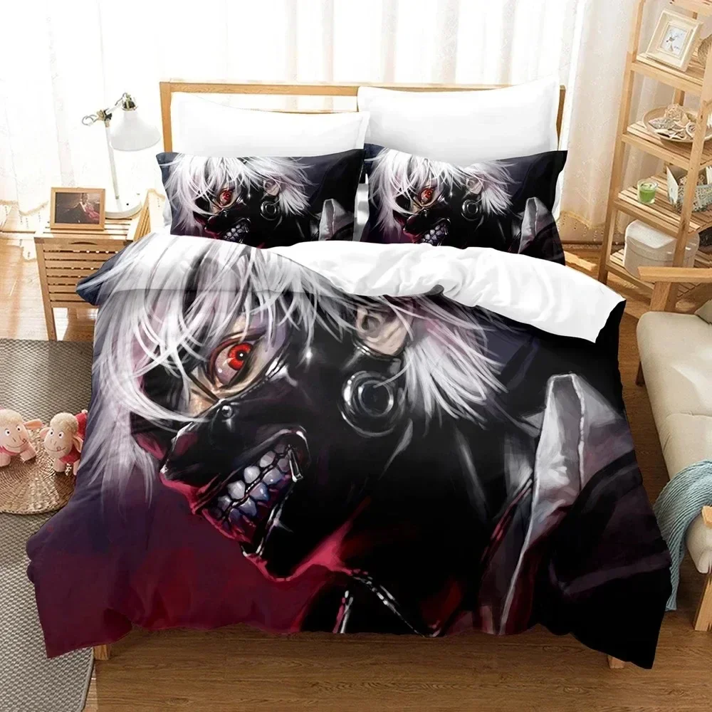 

Топ 3D аниме Токийский гуль комплект постельного белья двойной король мягкий детский пуховик для спальни комплект анимация Токийский гуль настраиваемый стиль