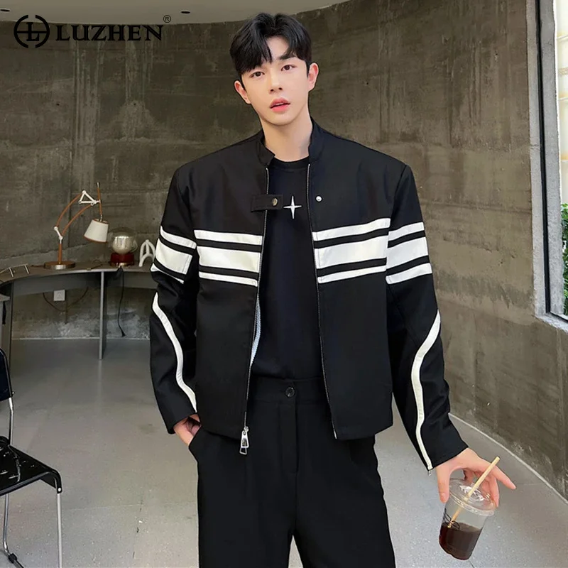 

LUZHEN 2024 Trendy New Spring Casual Jackets Design Men's Stylish Color Contrast Splicing Elegant Korean Stand Neck Coat D666aa