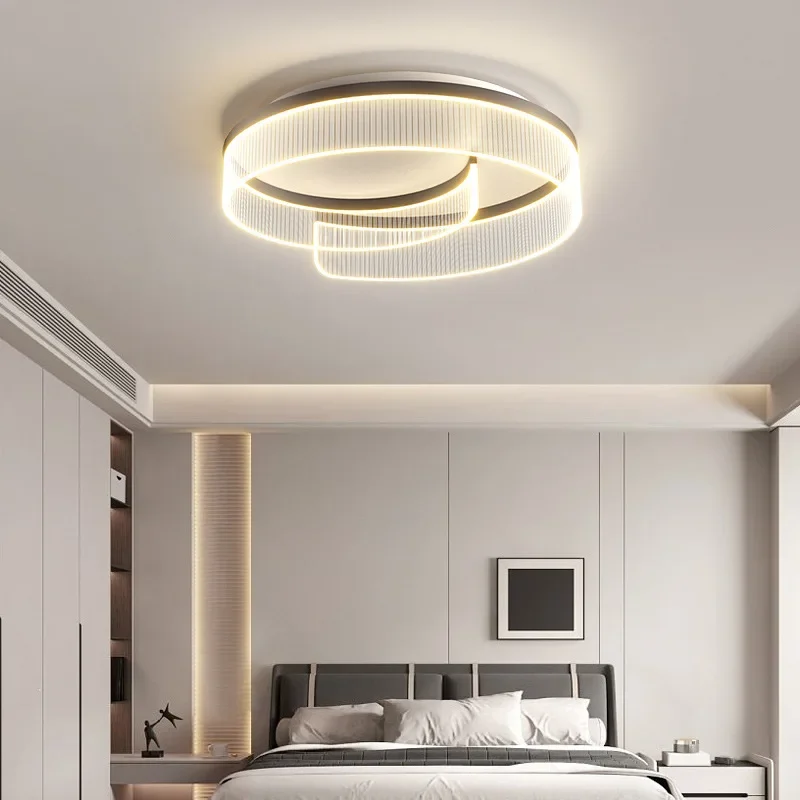 Modern Minimalist LED Ceiling Light Double Ring Flush Mount Lamp Cream Style Soft Lighting for Bedroom Living Room Dining Room