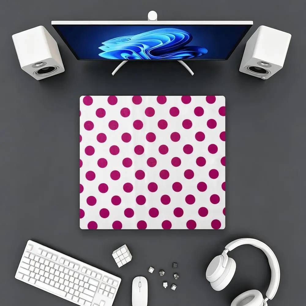 Vintage Polka Dot & Gradient Plant Gaming Mouse Pad AntiSlip Keyboard Pad