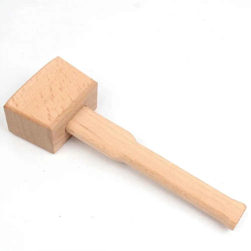 DIY Leather Beech Solid Carpenter Wood Hammer Woodworking Mallet Practical DIY Hand Tool Leather Carving Accessories Tools