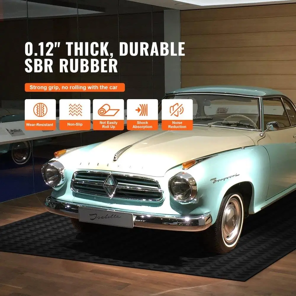 لفة أرضية مطاطية ماسية، سجادة أرضية جراج 3 مم × 4 أقدام × 8 أقدام، لفة أرضية جراج مطاطية SBR، سهلة التنظيف،