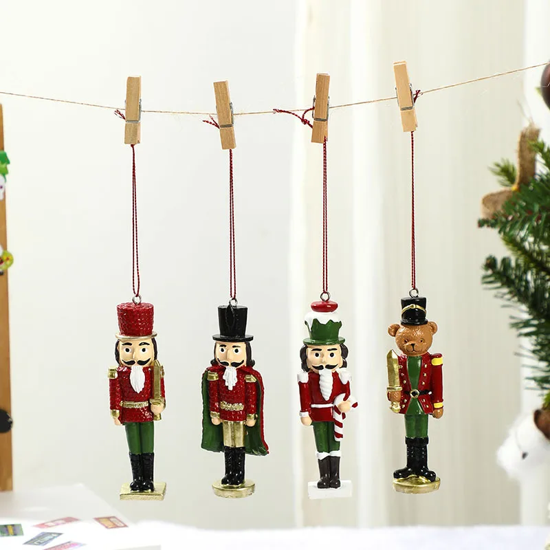 Weihnachten Cartoon Stehende Nussknacker Spieluhr Harz Kleine Anhänger Weihnachtsbaum Ornament Soldat Dekoration Geschenk