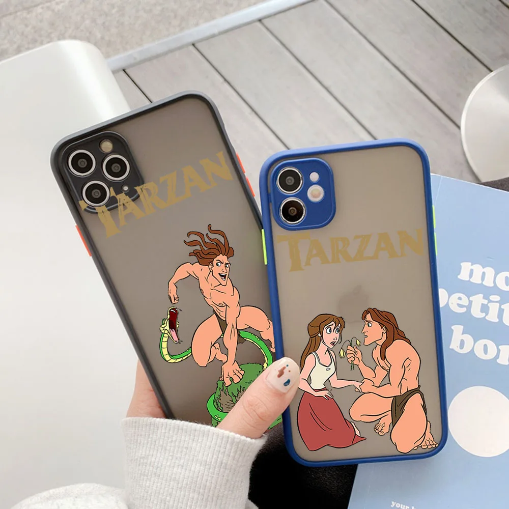 Матовый чехол для телефона iphone 17Pro Air 16 17 15 Pro Max 14 13 12 Mini Tarzan Cartoon Disney, полупрозрачный чехол Funda Shell Cover