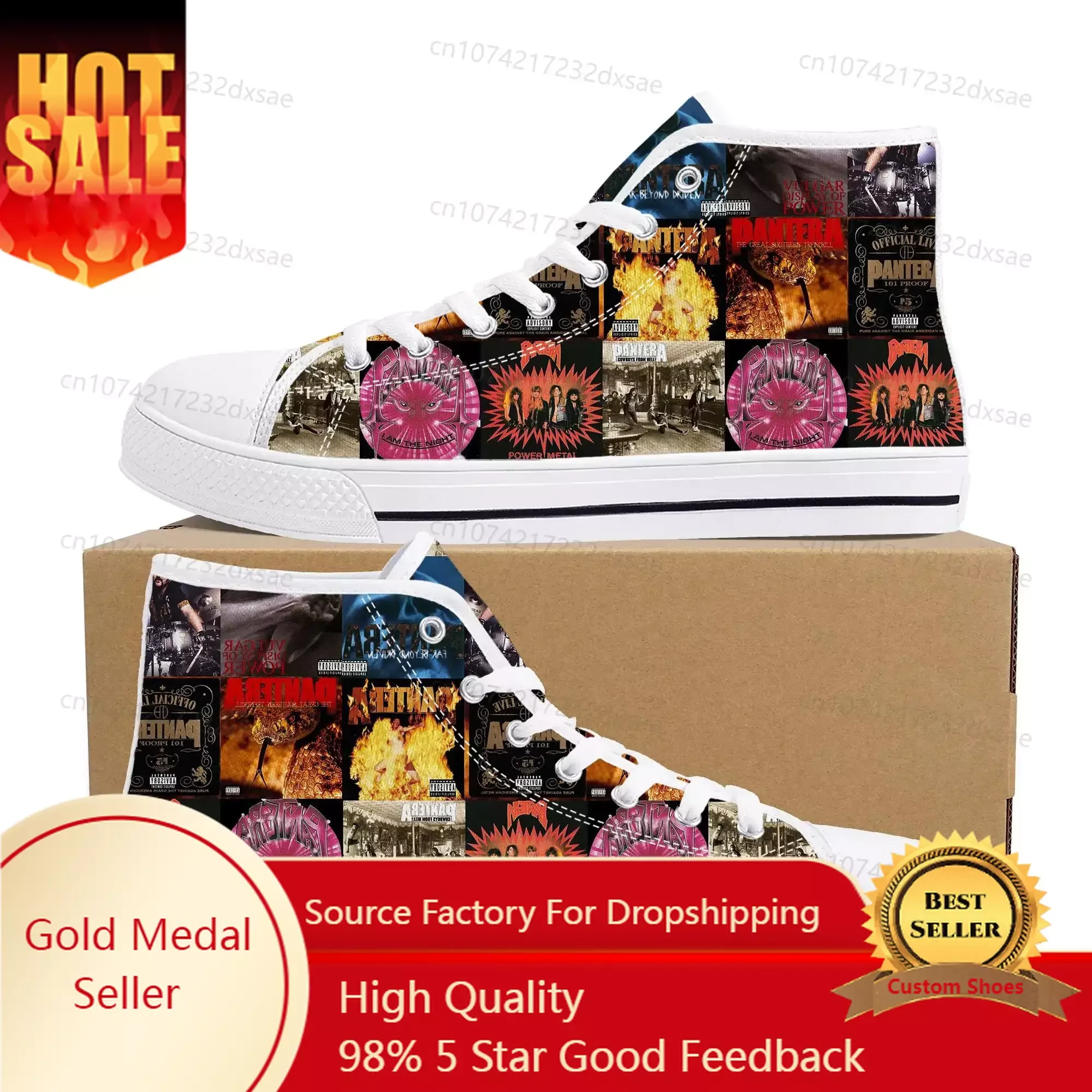 

Pantera Metal Band Pop High Top High Quality Sneakers Men Women Teenager Canvas Sneaker Casual Couple Shoes Custom Shoes