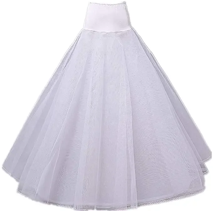 

Long 1 Hoop 2 Tier A-Line Petticoat Crinoline Underskirt for Women Ball Gown Wedding Dress Accessories Half Slips