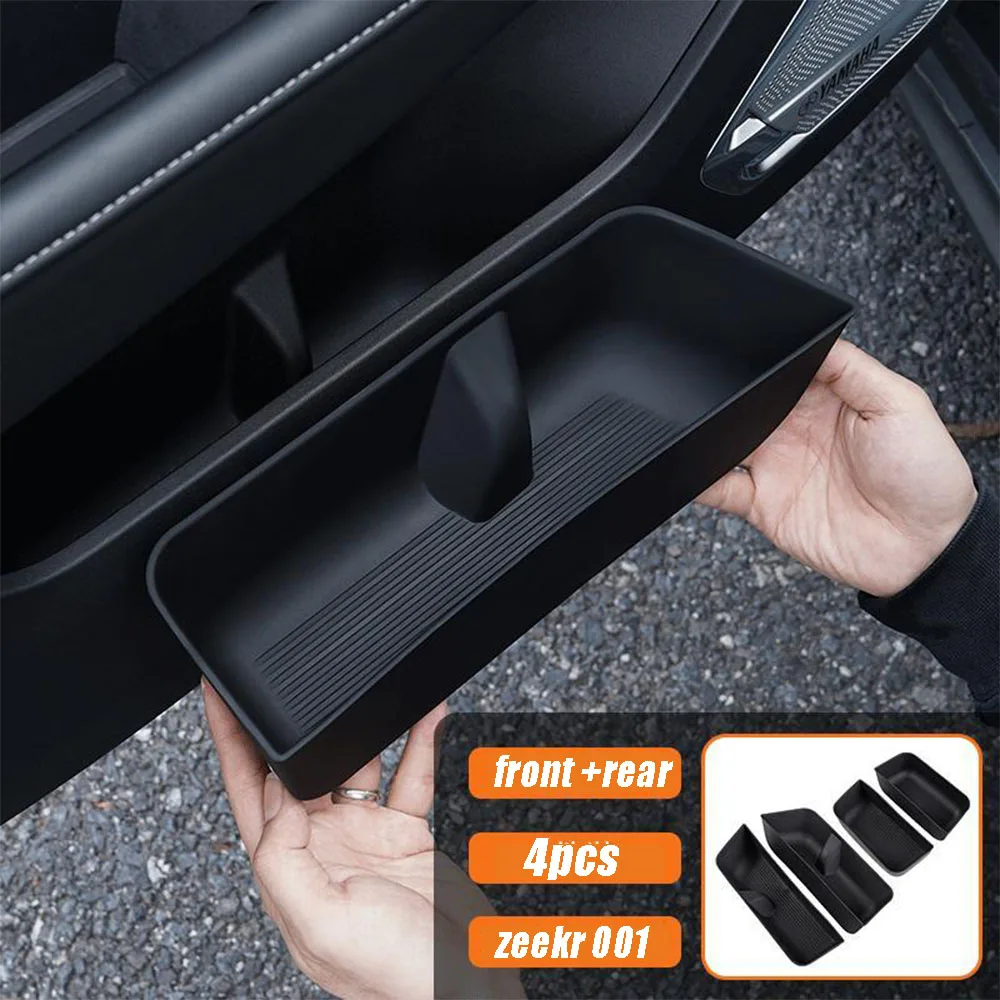 

For ZEEKR 001 2022 2023 Car Door Storage Box Pocket Pad Trash Cans Silicone Decoration Shock absorption Accessories