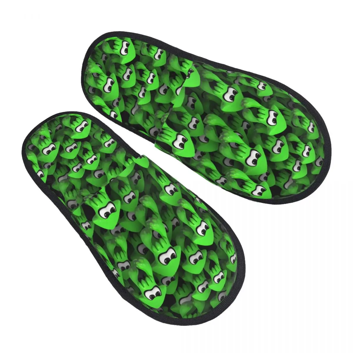 

Custom Green Splatoon Game Squids Guest Slippers for Hotel Women House Slipper