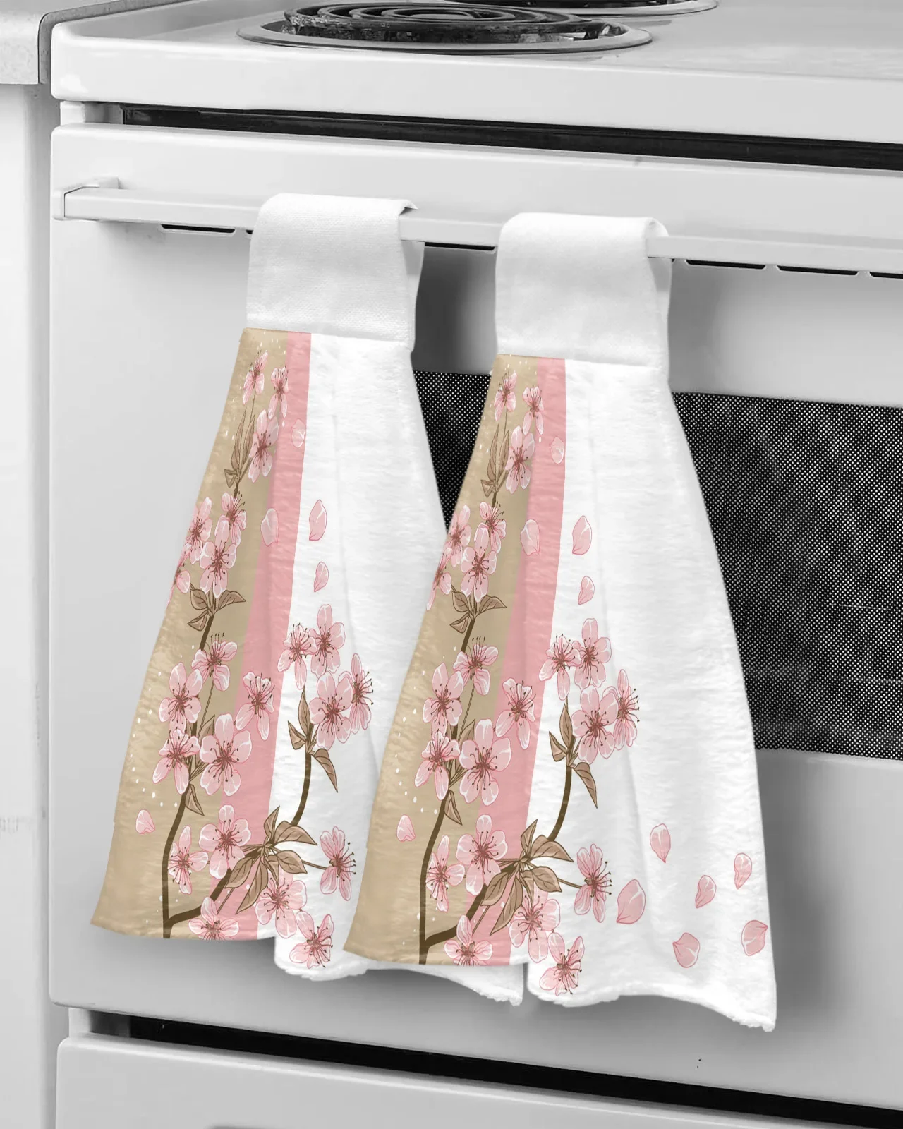 

Peach Blossom Petals Leaves Flower Hand Towel Quick Dry Microfiber Towels Kitchen Soft Absorbent Hand Towel