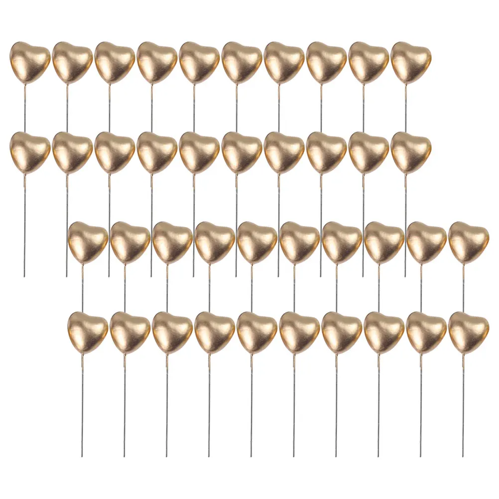 

50pcs Heart Shaped Cake Toppers Golden Iron Wire Decorations for Wedding Birthday Party Baby Shower Cake Decor Lightweight